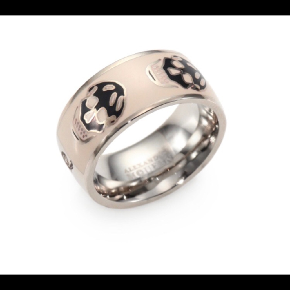 ISO Alexander McQueen enamel skull rings